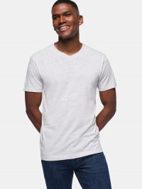 Hellgrau meliertes Herren V-Shirt